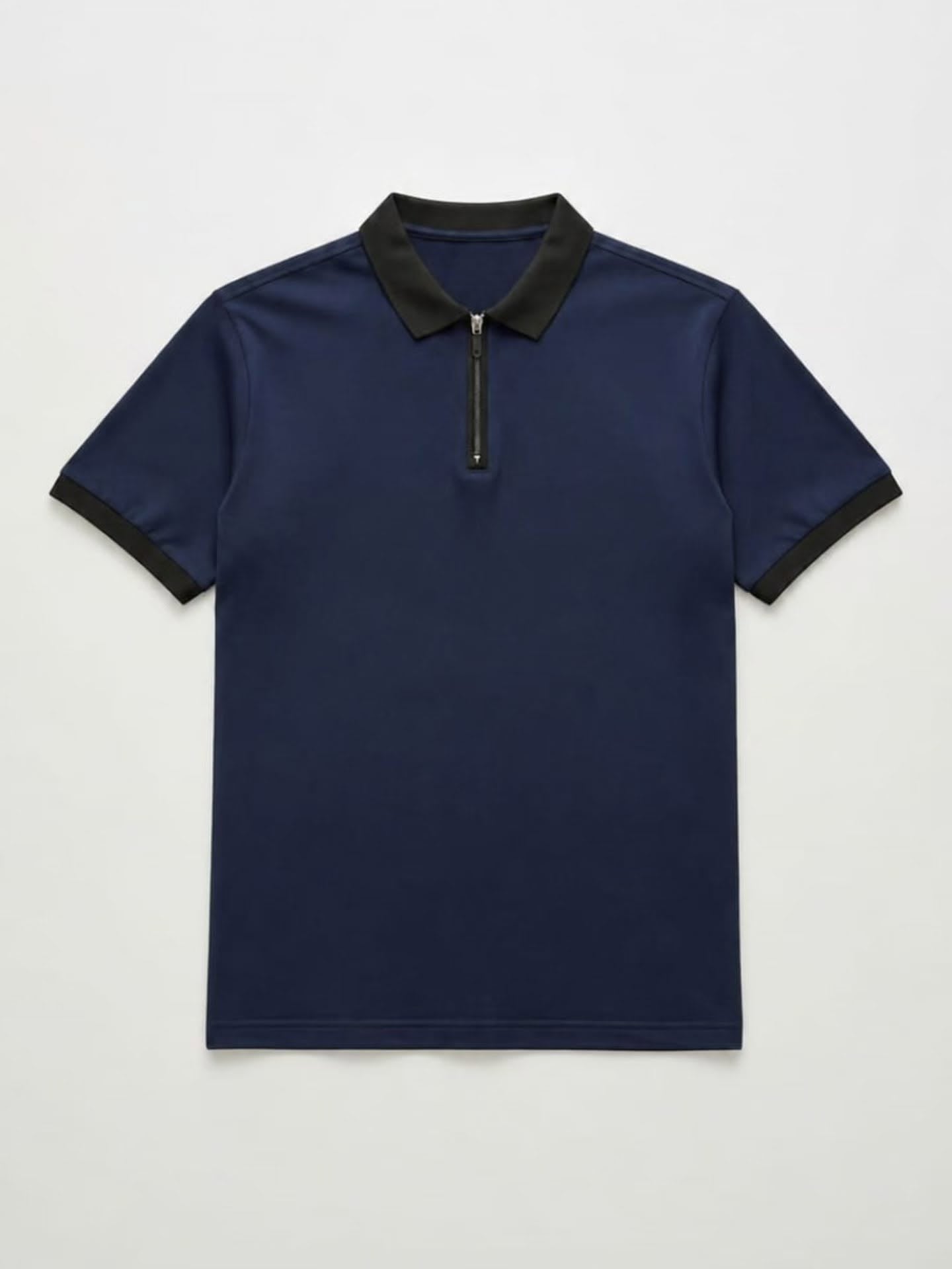 Contrast Half-Zip Polo Shirt