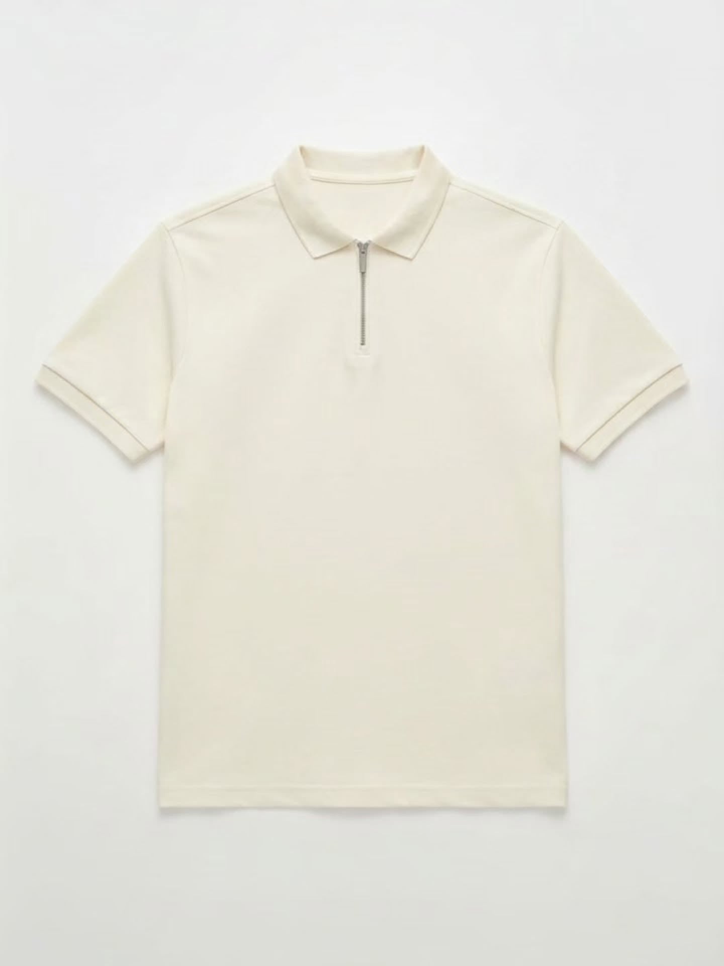 Classic Cream Half-Zip Polo Shirt