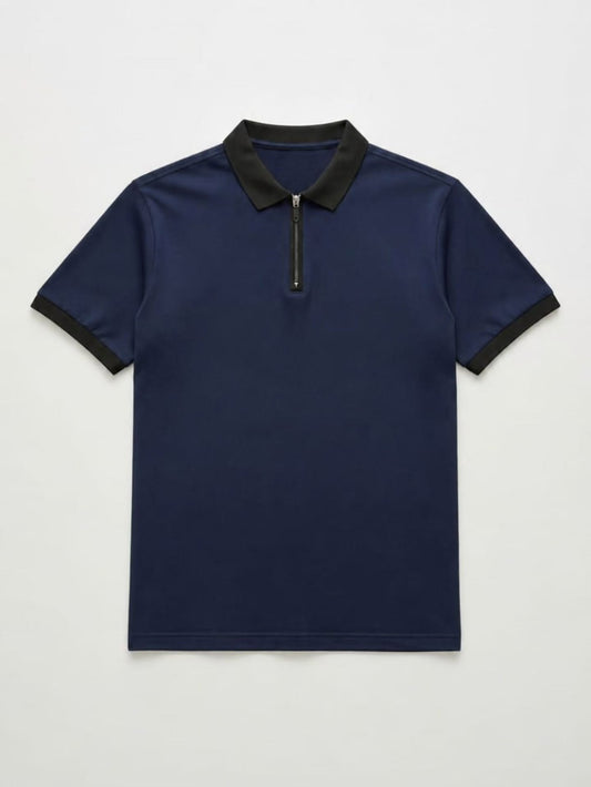 Contrast Half-Zip Polo Shirt